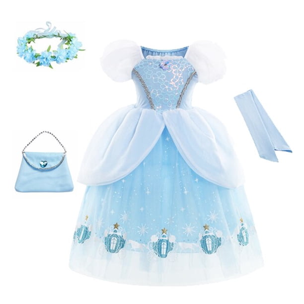Vestido de princesa de Disney para niñas, vestido de baile de Navidad y Halloween, disfraz de Cenicienta para niñas, faldas para niños para fiesta de cumpleaños 140 Gao Jinjia LED
