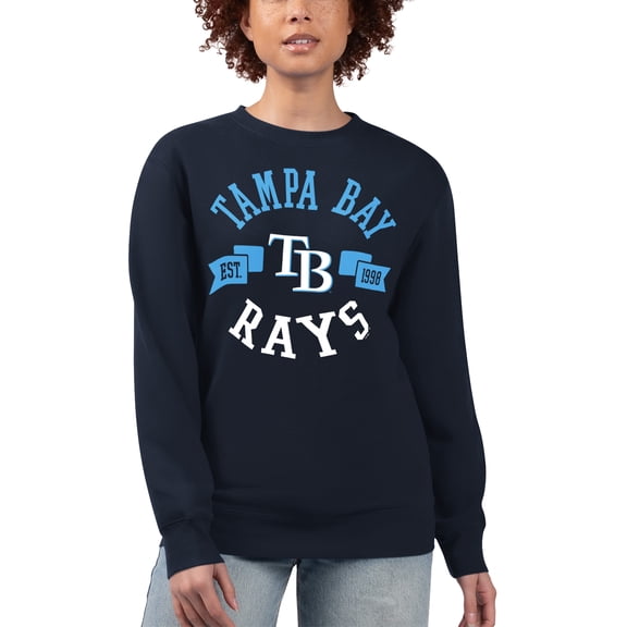 Women's G-III 4Her by Carl Banks Navy Tampa Bay Rays Team Logo Fleece Pullover Sweatshirt