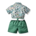thumbnail image 4 of TUOBARR Set Clothes for Toddler Boy,Baby Boys Gentleman Bow Tie Floral Printed T-Shirt Tops+Shorts Outfits Green 100, 4 of 5