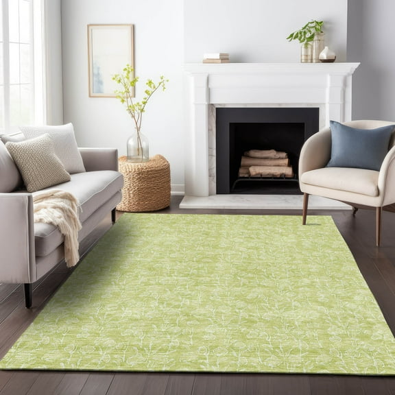 Addison Rugs Mayfield Washable Transitional Floral Aloe Rectangle Rug, 10' x 14'