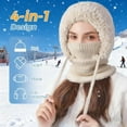 thumbnail image 2 of 3 in 1 Beanie Hat for Women with Scarf and Face Mask - Warm Windproof Knit Winter Hat Set for Skiing Hiking Commuting Outdoor Activities, 2 of 7