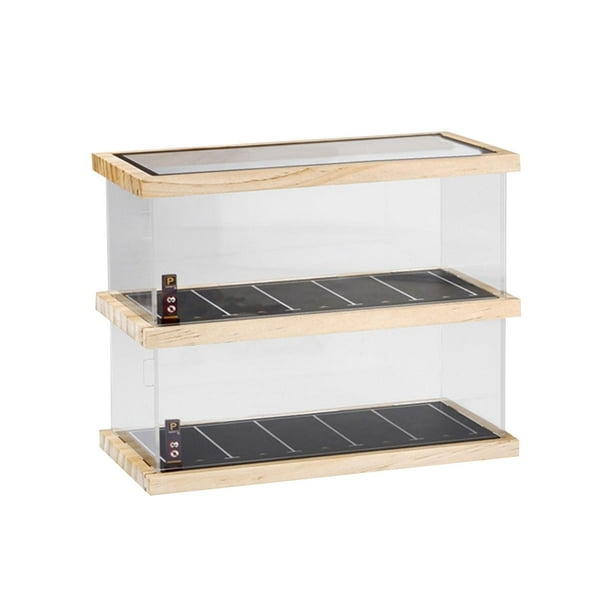 Caja organizadora de almacenamiento para exhibición de modelos de automóviles a escala 1/64, a prueba de polvo, transparente, para estacionamiento 2 niveles