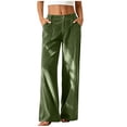 thumbnail image 2 of Bzdzmqm Women's Corduroy Wide Leg High Waisted Pants with Pockets Loose Casual Long Trousers Streetwear Office Basic Lounge Bottoms, Green M, 2 of 8