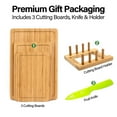 thumbnail image 6 of TJ POP 5-Piece  Bamboo  Cutting Board set , 3 PC Cutting Boards With Stand And Fruit Knife, 6 of 9