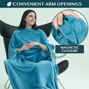 PAVILIA Compact 2-in-1 Travel Blanket Pillow for Airplane Flight, Teal Blue