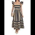 thumbnail image 1 of Robe Maxi d'Été 2025 pour Femme Sans Manches à Encolure Carrée, Dos Rayé, Smockée, Bohème, Fluide, Évasée, Longue G, 1 of 7