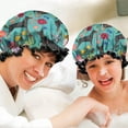 thumbnail image 6 of Shower Caps,Doberman Dog Pattern with Pioneer Flower Waterproof Shower Cap for Women 4 Pieces,Double Reusable Hair Cover for Shower PEVA Elastic Stretch Hem, 6 of 7