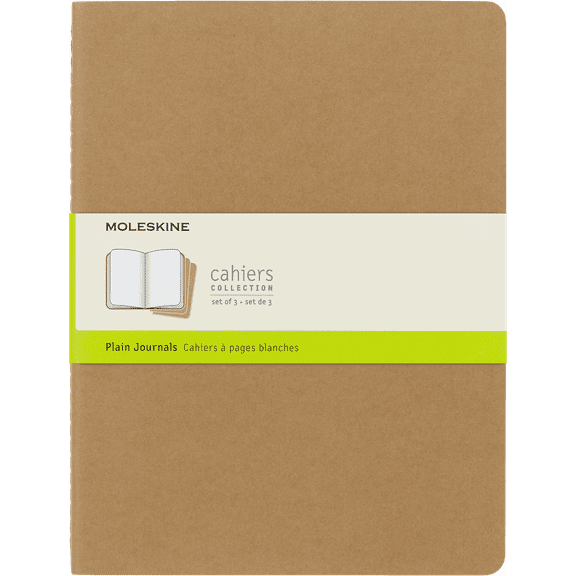 Moleskine Cahier Journals (Set of 3), XL (7.5" X 10"), Plain, Kraft Brown