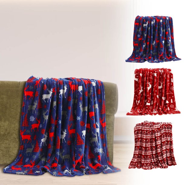 Fiudx Manta Navideña de Reno, Franela Suave, Regalo Festivo, Funda de Sofá Acogedora, Versátil para Invierno, Perfecta para Navidad, Fácil de Cuidar, Tamaño 130 X 150 Cm