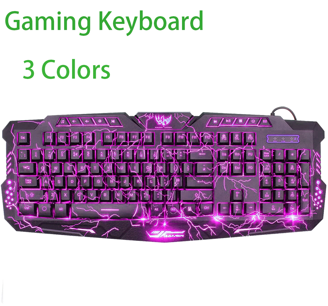 Gaming Keyboard Crack Backlit 3 Colors Keyboard For Pc Games Walmart Com