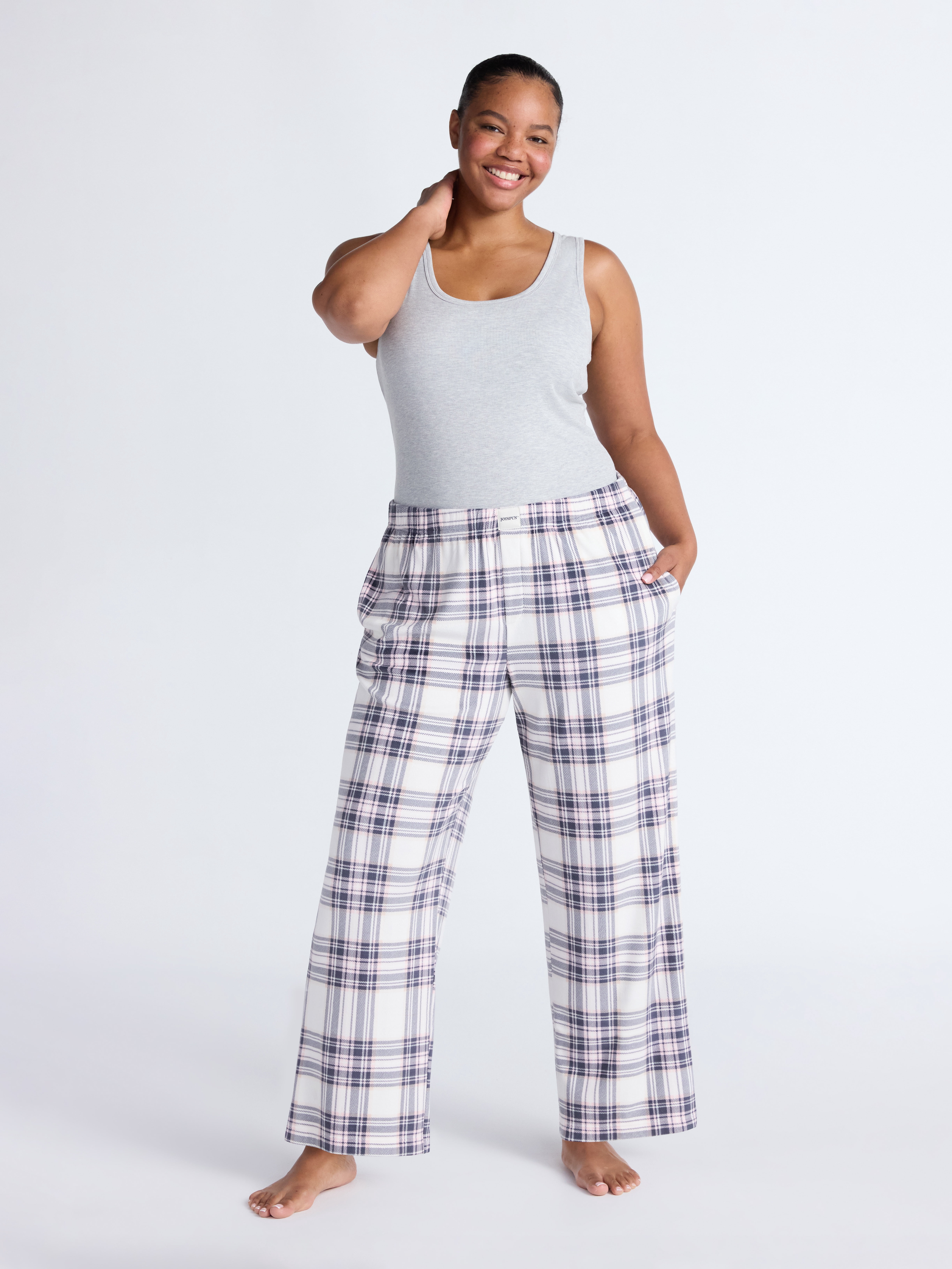 Joyspun Women's Velour Wide-Leg Sleep Pants, Size XS-3X