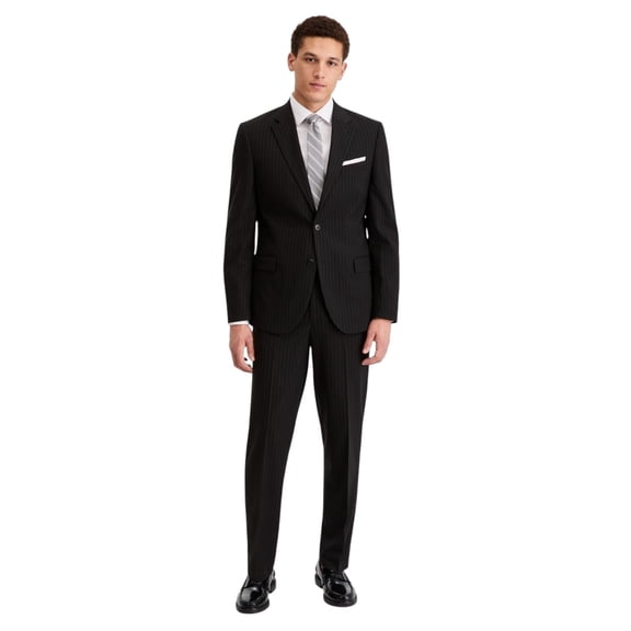Nautica Mens Modern fit 2 Piece Suit 40 R Pants 34 / 32 Black Striped