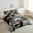 thumbnail image 5 of Erosebridal Rustic Cabin Comforter Set King Size Country Farmhouse Buffalo Plaid Bedding Sets,Woodland Bear Deer Wolf Bed Comforter Hunting Animal Wildlife Quilt Black Brown Grey Camper Car Decor, 5 of 6