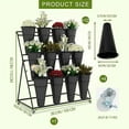 thumbnail image 2 of Flower Display Stand with Buckets, 12 Buckets 3-Layer Flower Stand with Wheels Flower Display Modern Plant Shelf for Patio Lawn Flower Shops Terrace Gardens, 2 of 10