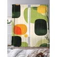 thumbnail image 3 of Abstract Geometric Sheer Curtains 84 Inch Length 2 Panels Set, Green Vintage Art Aesthetic Voile Window Treatment Rod Pocket Curtains Sheers Drapes for Bedroom/Living Room/Kitchen 52"x84"x2, 3 of 7