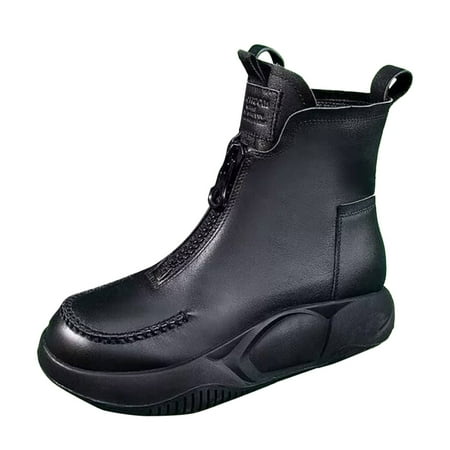 

Dyfzdhu Vintage Front Zipper Short Boots Women Fashion Casual Thick Soled Boots Shoes Women