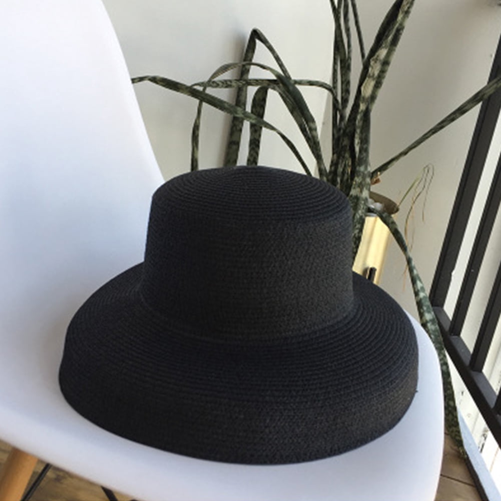 Women Retro Beach Straw Hat Wide Brim 