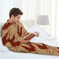 thumbnail image 4 of Mens Pajamas Set, Shrimp No.9054 Button Down Long Sleeve Loungewear Sleepwear Pjs sets for Men, 4 of 5