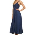 thumbnail image 4 of Sakkas Allie Stonewashed Embroidered Adjustable Spaghetti Straps Long Dress - Navy - S/M, 4 of 5
