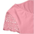 thumbnail image 4 of GigrtiJin Womens Trendy Tops Patchwork Lace Short Sleeve V Neck Solid Color Blouse Slim Comfy Tees, 4 of 6