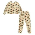 thumbnail image 5 of FOR U DESIGNS Vintage Rooster Drawstring Pajamas for Women Set Long Sleeve Pants 2 Pack Size S Sleepwear Long Crew Neck Tops for Women Nightwear with Pockets Pjs, 5 of 6