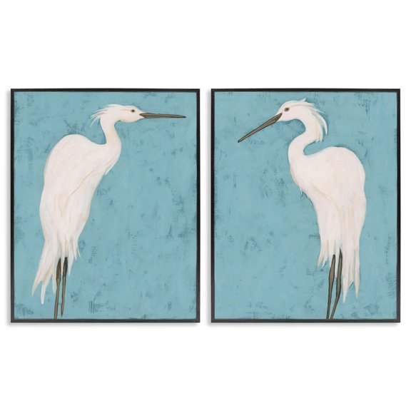 Stupell Industries Tropical Nautical Heron Casual Coastal Bird Black 2pc Framed Giclee Art Set, 11 x 14 each, by June Erica Vess