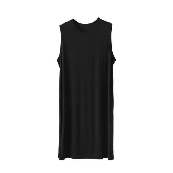 jobturf Mens Nightgown Thin Breathable Side Slit Sleepshirts Sleeveless Nightgowns Soft Lightweight Loose Sleepwear Size XXL