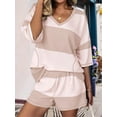 thumbnail image 2 of Women'S Two Piece Sets Summer Lounge Sets Striped Shirts and Shorts Set Oversized Matching Outfit Color M, 2 of 9
