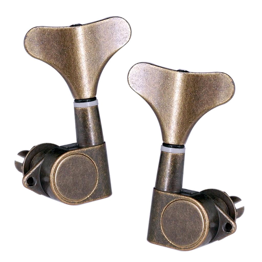 QccHieUs Pack of 6 Bass Tuning Pegs Keys Machine Head Tuners for Bass Bronze 3R3L, Zinc