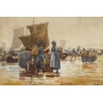 thumbnail image 2 of Homer, Winslow 24x17 Black Ornate Wood Framed with Double Matting Museum Art Print Titled - Fisherfolk on the Beach at Cullercoats, 2 of 4