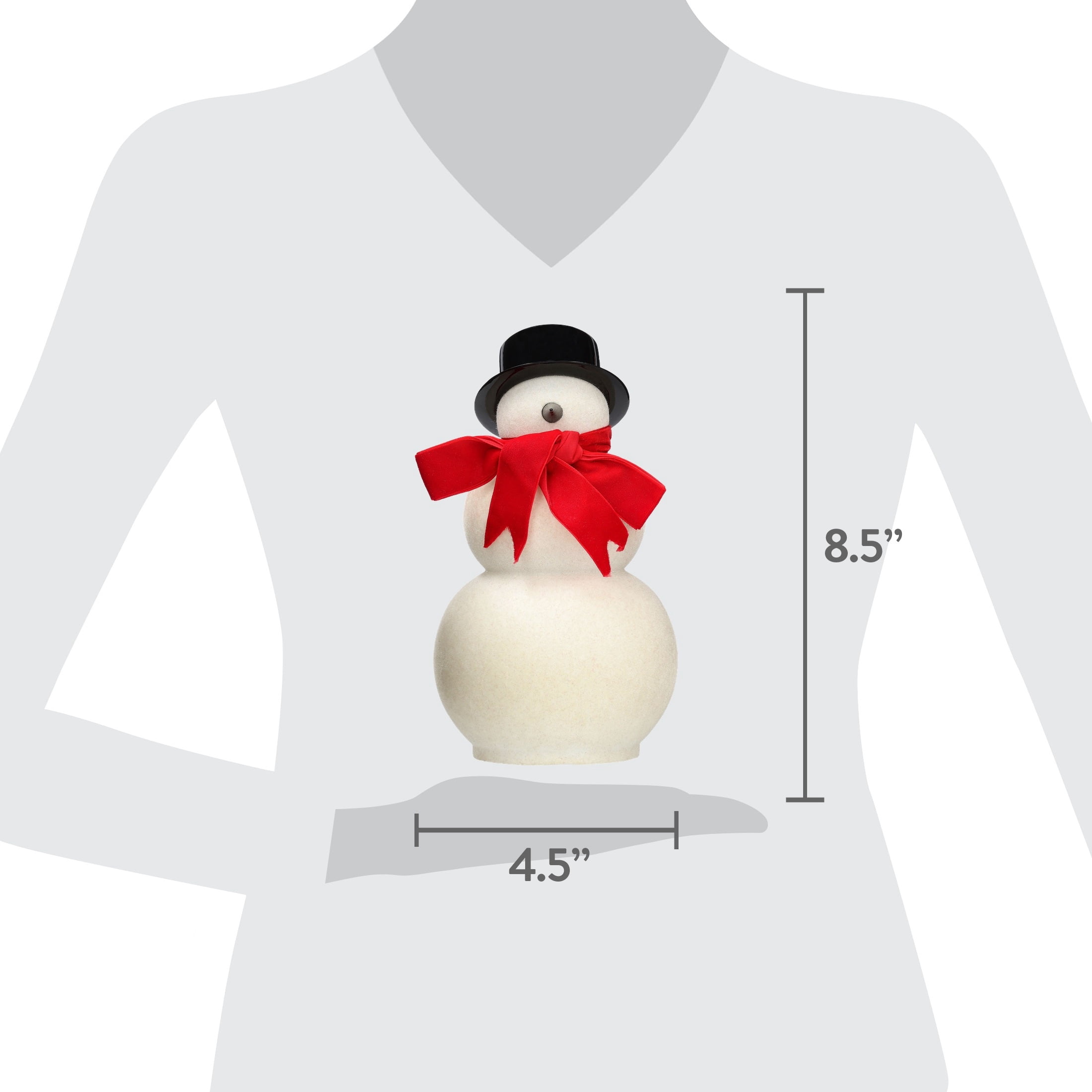 Red/White/Black Velvet-Feel Snowman Christmas Decoration, 8.5", by Holiday Time