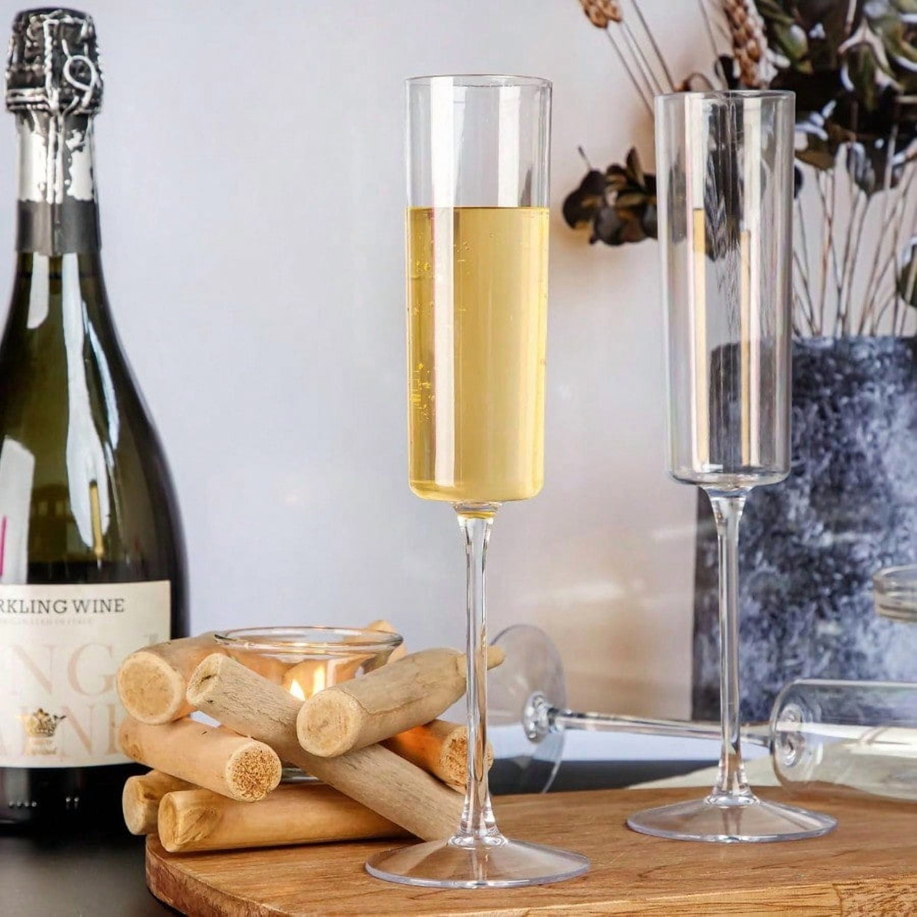36 Pack Plastic Champagne Flutes - 6 Oz Disposable Champagne Glasses - Square Clear Plastic Toasting Glasses for Party Birthday Anniversary Wedding
