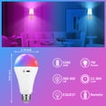 thumbnail image 4 of 2PK 5200mAh Rechargeable Light Bulbs with Remote E26 Battery Operated Light Bulb for Lamps and Sconces,Dimmable Wireless Emergency Light Bulbs with Hook,3 Color Temperatures & 12 RGB Color Changing, 4 of 8