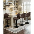 thumbnail image 5 of EOP Swivel Bar Stools Set of 2, Modern Upholstered Adjustable Height Counter Stools with Footrest, Faux Leather Upholstered BarStools with Metal Frame, Bar Chairs with Backrest, Brown, 5 of 10