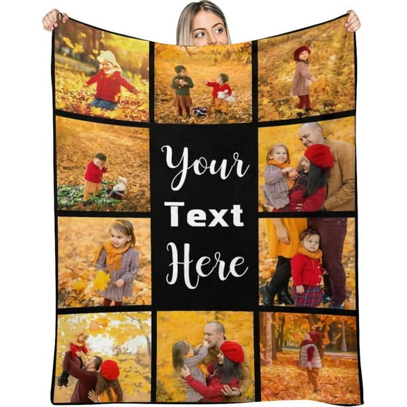 AISENIN Custom Blanket with Photo Text Personalized Gift Custom Flannel Blankets Using Your Photos Birthday Anniversary Wedding Christmas Memorial Gifts