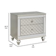 thumbnail image 5 of Benjara Cristo Nightstand- 2 Dovetail Drawers- Crystal Knobs- Champagne Silver, 5 of 6