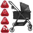 thumbnail image 2 of Carriola para Mascotas Cochecito para Perros y Gatos Pequeños - Medianos Transportadora Extraíble Ligera y Plegable con Freno - Negro, 2 of 7