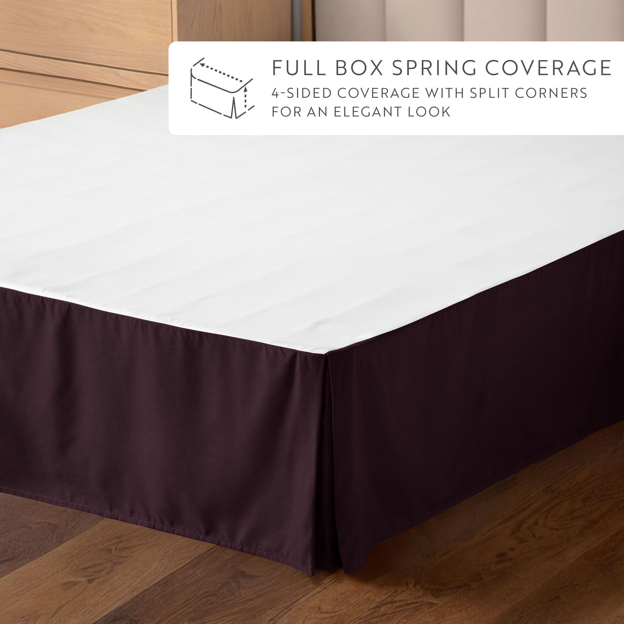Noble Linens Purple Pleated Dust Ruffle Bed Skirt, CalKing