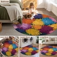 thumbnail image 5 of Round Rug 4Ft Washable Non-Slip, Colorful Dahlia Circle Area Rugs for Living Room Bedroom, Spring Flowers Modern Oil Paintings Art Indoor Floor Mats Carpet Runner for Home Decor Aesthetic, 5 of 8