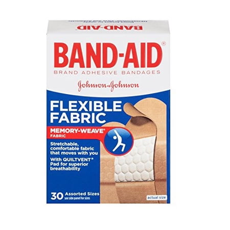 Band-Aid Flexible Fabric Adhesive Bandages-30ct, Assorted Sizes
