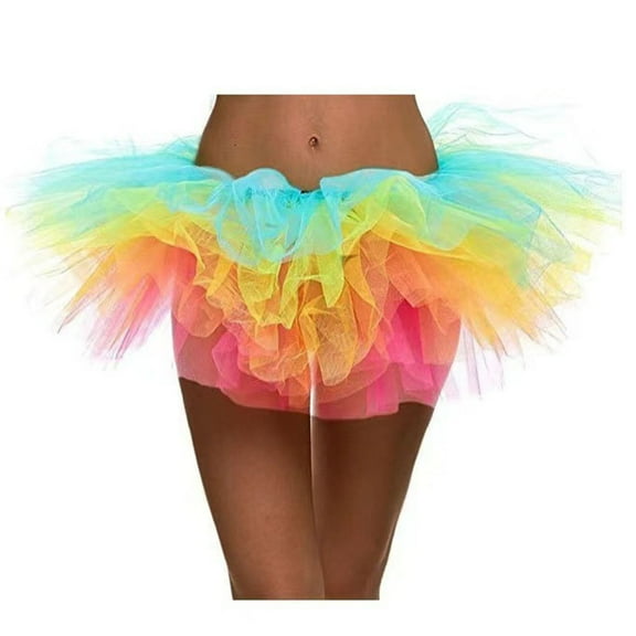 Lovskoo Womens Pleated Tulle Petticoat Tutu Puffy Skirt Gauze Short Skirt Adult Teen‘S 1950S Vintage Dance Skirts Multicolor