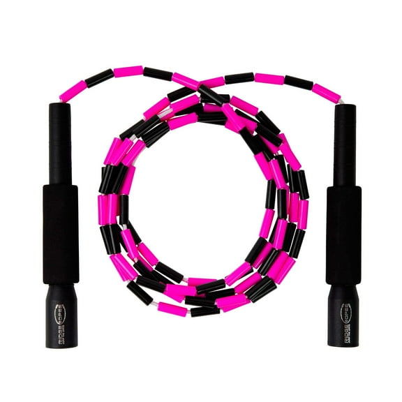 Freestyle Beaded Jump Rope, 9.3ft Adjustable, Pink & Black, Skipping Rope for Exercise Workout