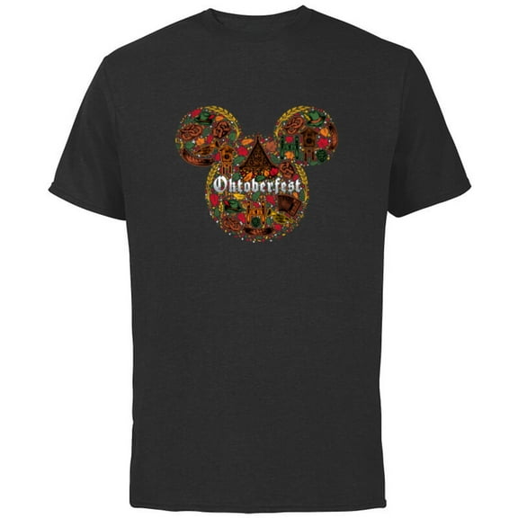 Disney Mickey Mouse Head & Ears Logo Icon Fill Oktoberfest - Short Sleeve Cotton T-Shirt for Adults - Customized-Black