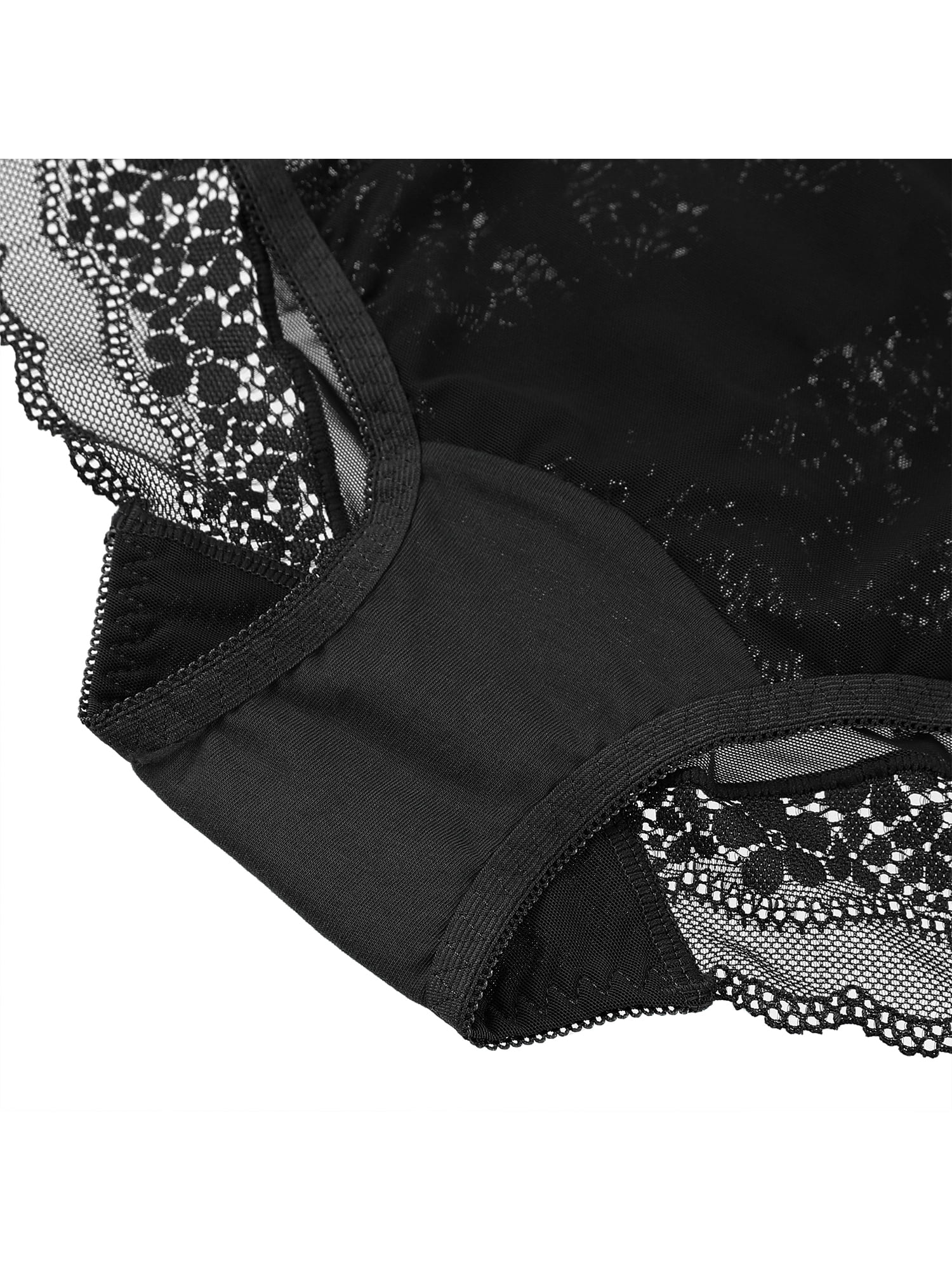 Unique Bargains Women's Plus Size Lace Trim High Rise Solid Brief Stretchy Underwear Black 1X