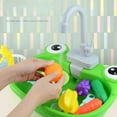 thumbnail image 3 of Cute Frogs Electric Wash Toy Sink Circulating Water Wash Fruit Vegetable Children Pretend Play Simulation Kitchen Toys For Girls, 3 of 7
