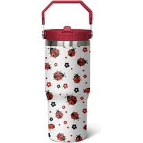 Ladybug Stainless Steel Tumbler, 20oz Flip Lid Travel Mug, Reusable Cup & Water Bottle - Ladybug Gifts for Women & Girls