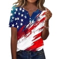 thumbnail image 2 of Women's 250th Anniversary Usa Shirt Independence Day Patriotic Star Stripe Print V-Neck Button Short Sleeve Top, 2 of 5