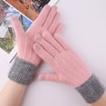 thumbnail image 2 of Audhol Gloves Winter Jacquard Mesh Gloves Women'S Knitted Plus Velvet Thickened Autumn And Winter Warm Pattern Gloves (Adult Gloves) Touchscreen Non-Slip Gloves Pink One Size, 2 of 4