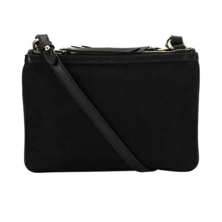 New Prada Logo Tessuto Nylon Soft Calf Trim Black Crossbody