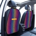thumbnail image 3 of Fuzoiu Leopard Neon Rainbow Gradient Print 2 Pack Kick Mat Back Seat Protector With 3 Storage Pockets, Universal Car Seat Back Organizer For Kids Pets, Waterproof Backseat Protector For Most Car, 3 of 8